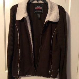 Contact Brown and Faux Lambskin ZIP-Up